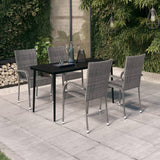 5 Piece Patio Dining Set Gray and Black