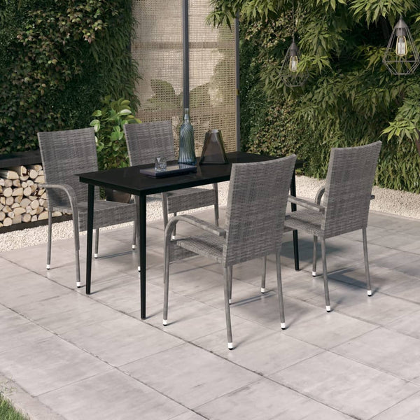 5 Piece Patio Dining Set Gray and Black