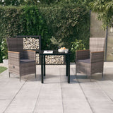 3 Piece Patio Dining Set with Cushions Gray