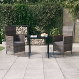 3 Piece Patio Dining Set with Cushions Gray