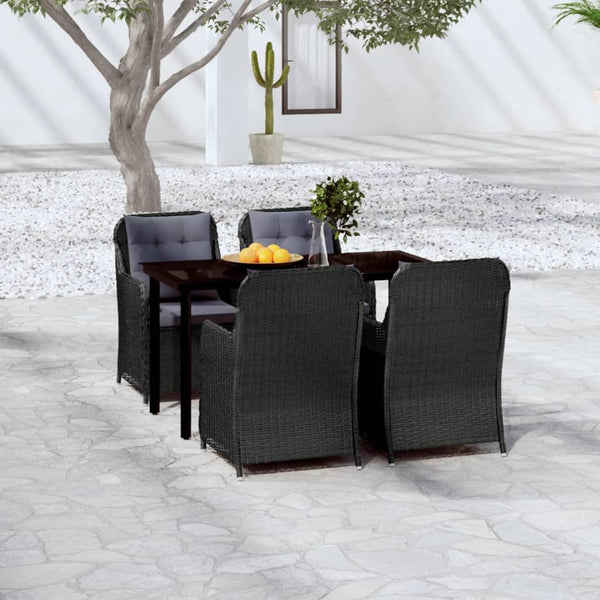 5 Piece Patio Dining Set Black