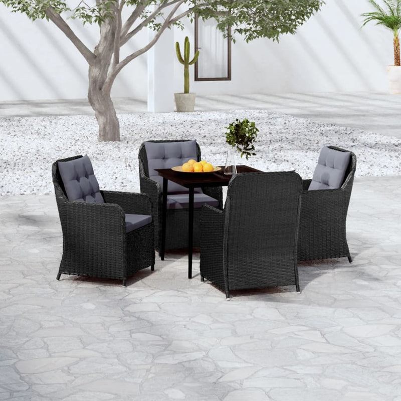 5 Piece Patio Dining Set Black