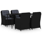 5 Piece Patio Dining Set Black