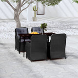 5 Piece Patio Dining Set Black