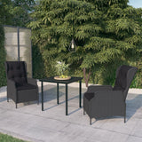 3 Piece Patio Dining Set Dark Gray