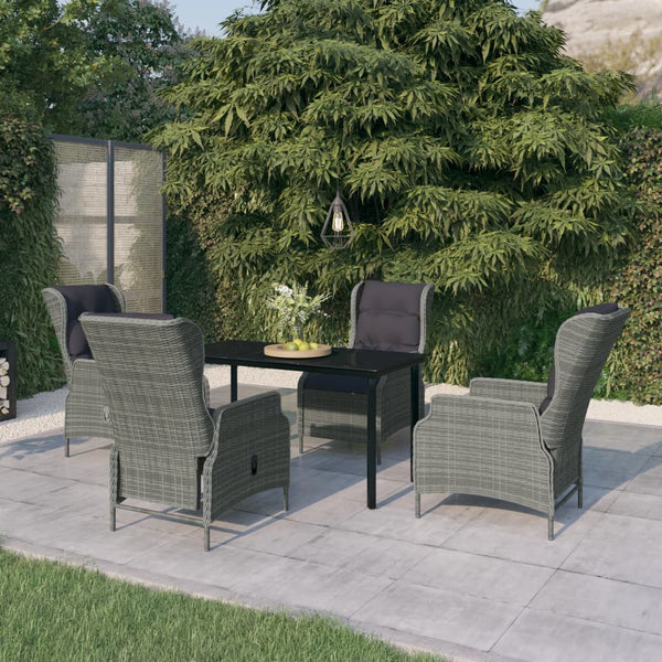 5 Piece Patio Dining Set Light Gray