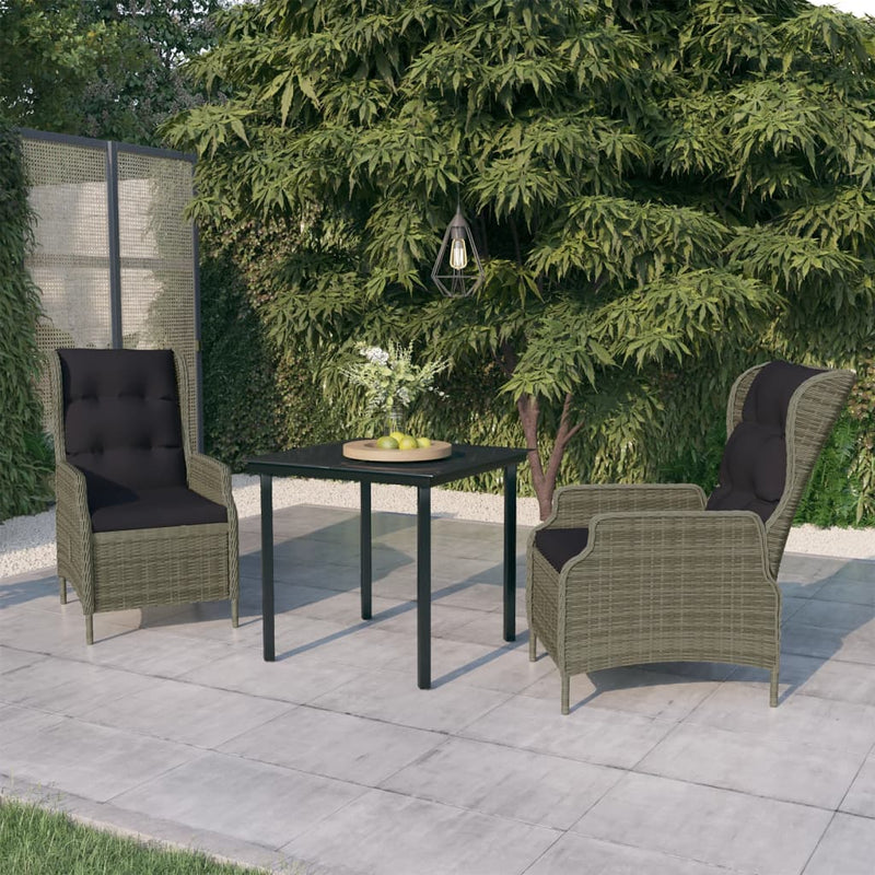 3 Piece Patio Dining Set Brown