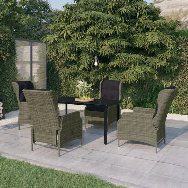 5 Piece Patio Dining Set Brown