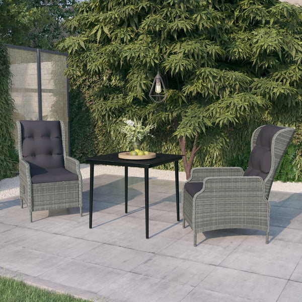 3 Piece Patio Dining Set Light Gray