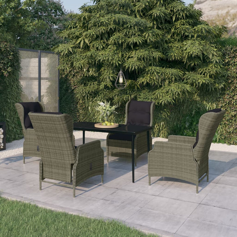 5 Piece Patio Dining Set Brown