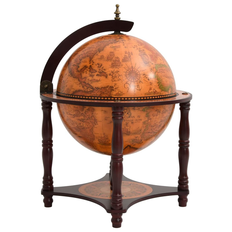 Globe Bar Wine Stand Brown Solid Wood Eucalyptus