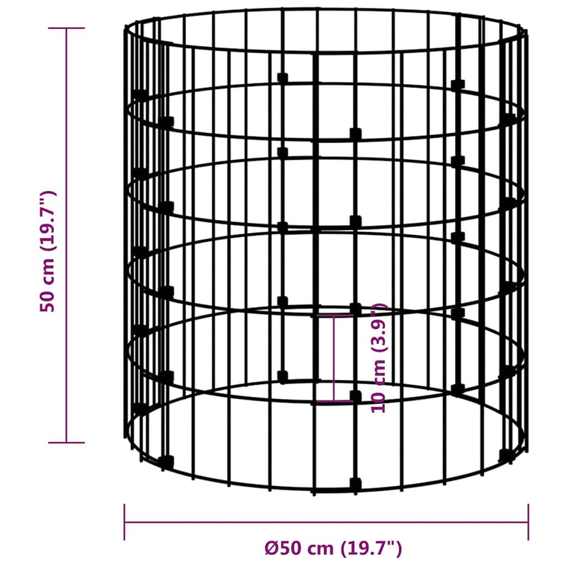 Circular Gabion Pole Galvanized Steel Ø19.7"x19.7"