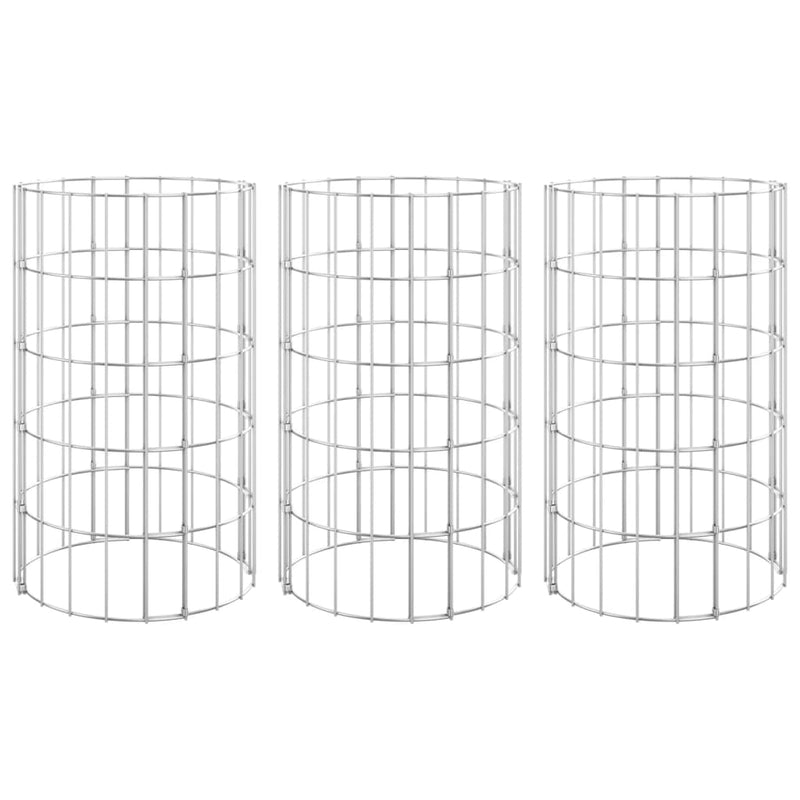 Circular Gabion Raised Beds 3 pcs Galvanized Steel Ø11.8"x19.7"