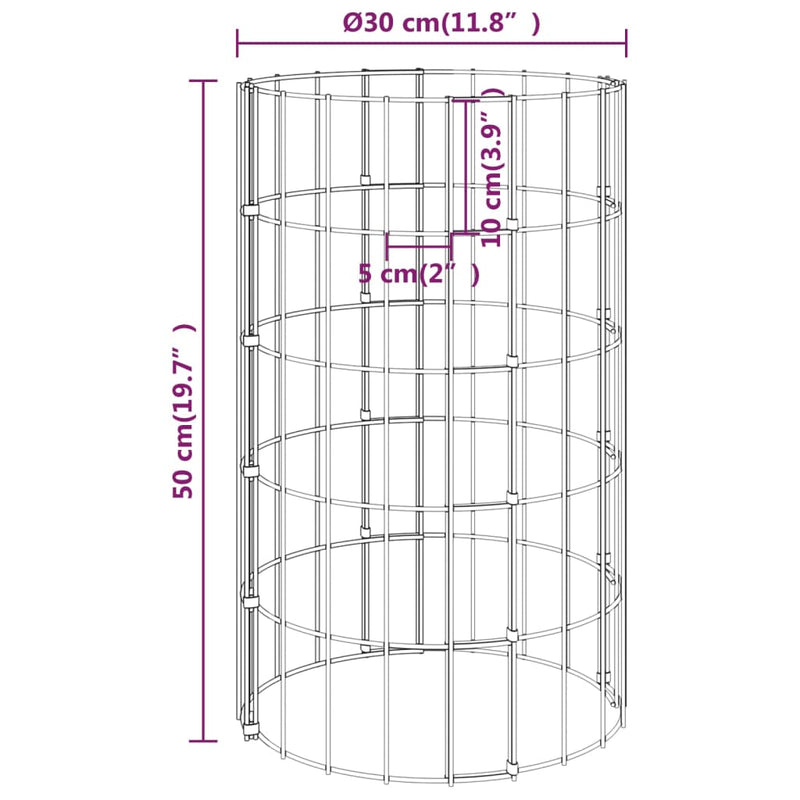 Circular Gabion Raised Beds 3 pcs Galvanized Steel Ø11.8"x19.7"