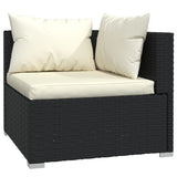 10 Piece Patio Lounge Set with Cushions Black Poly Rattan