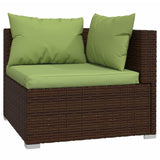 10 Piece Patio Lounge Set with Cushions Brown Poly Rattan