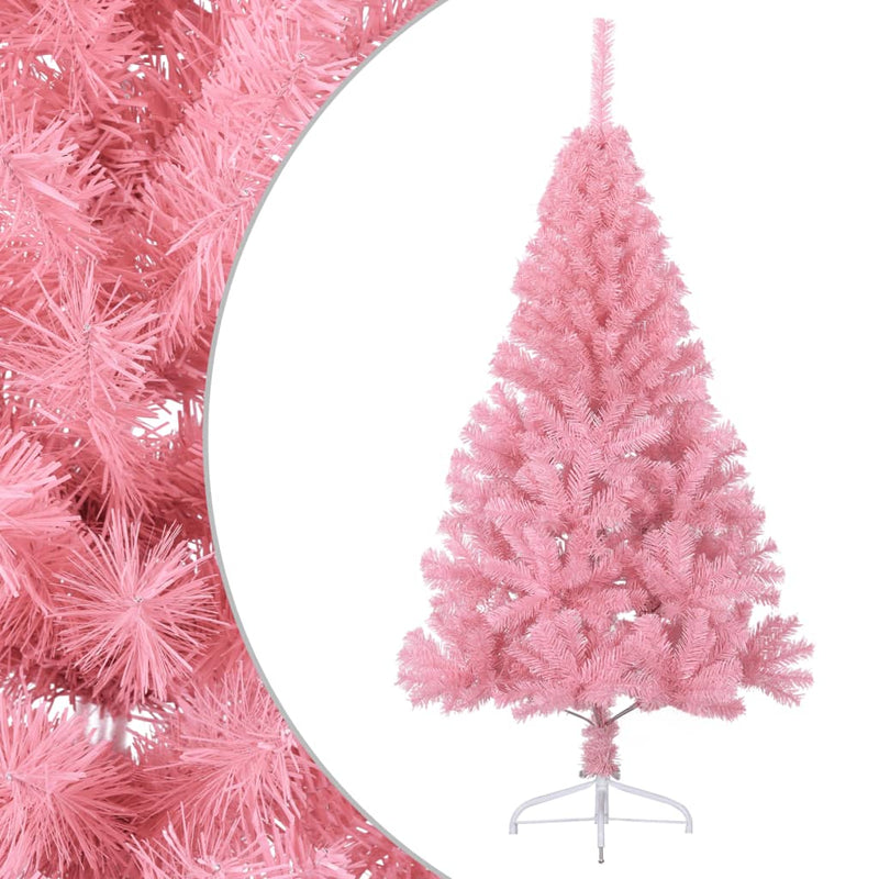 Artificial Half Christmas Tree with Stand Pink 4 ft PVC