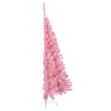 Artificial Half Christmas Tree with Stand Pink 4 ft PVC