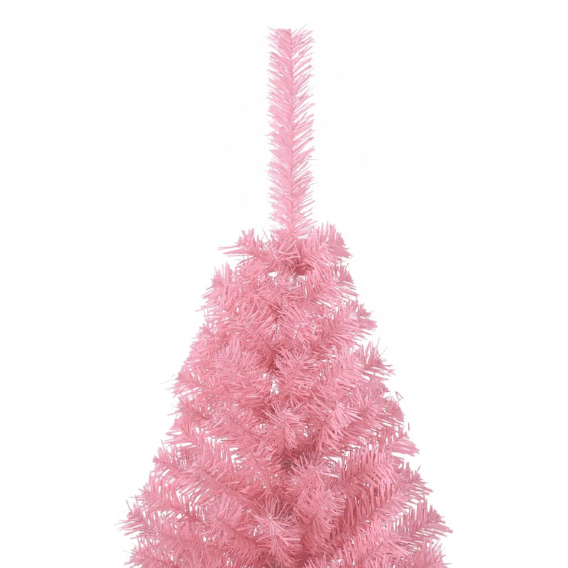 Artificial Half Christmas Tree with Stand Pink 4 ft PVC