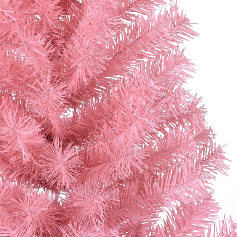 Artificial Half Christmas Tree with Stand Pink 4 ft PVC