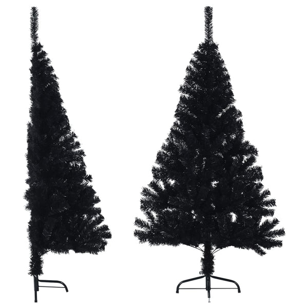 Artificial Half Christmas Tree with Stand Black 4 ft PVC