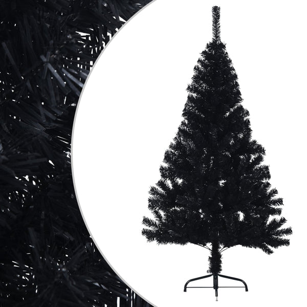 Artificial Half Christmas Tree with Stand Black 4 ft PVC