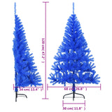 Artificial Half Christmas Tree with Stand Blue 4 ft PVC