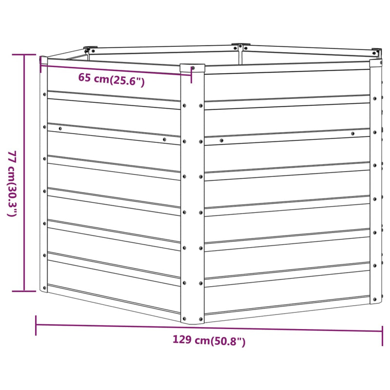 Garden Raised Bed Rusty 50.8"x50.8"x30.3" Corten Steel