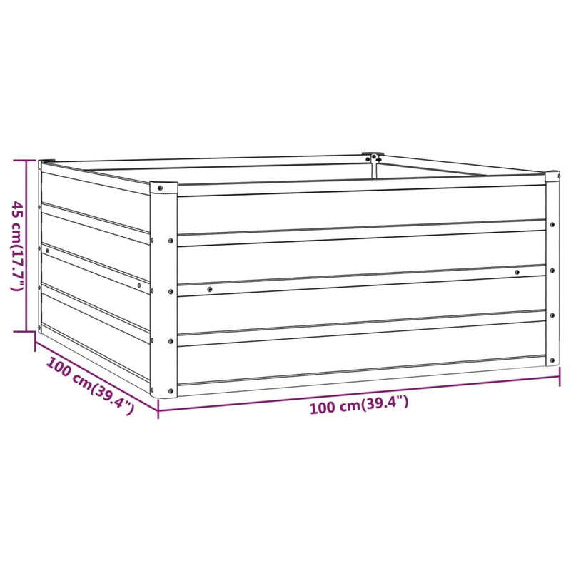 Garden Raised Bed Rusty 39.4"x39.4"x17.7" Corten Steel