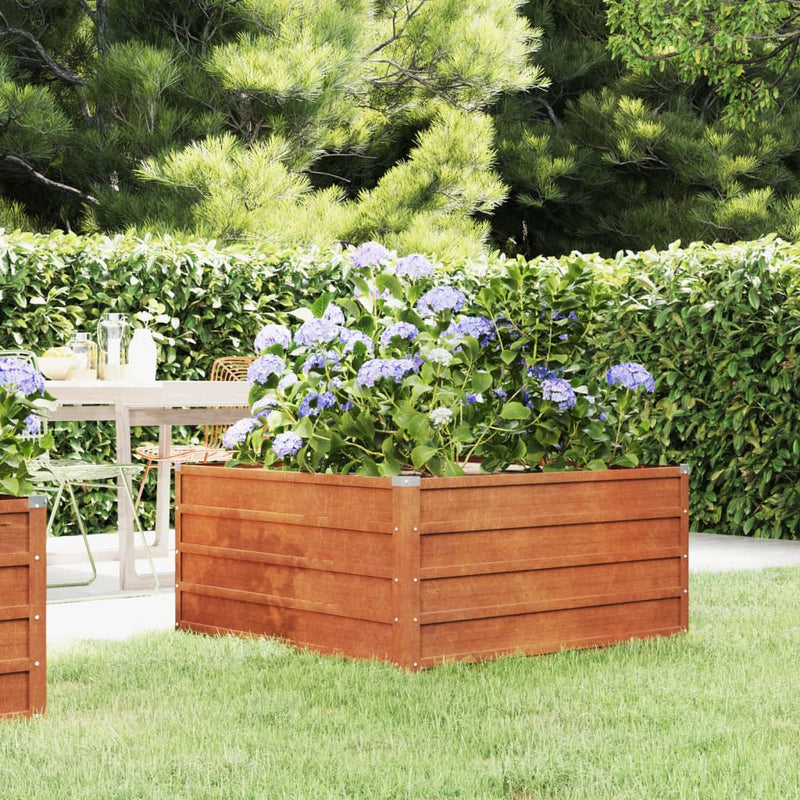 Garden Raised Bed Rusty 39.4"x39.4"x17.7" Corten Steel