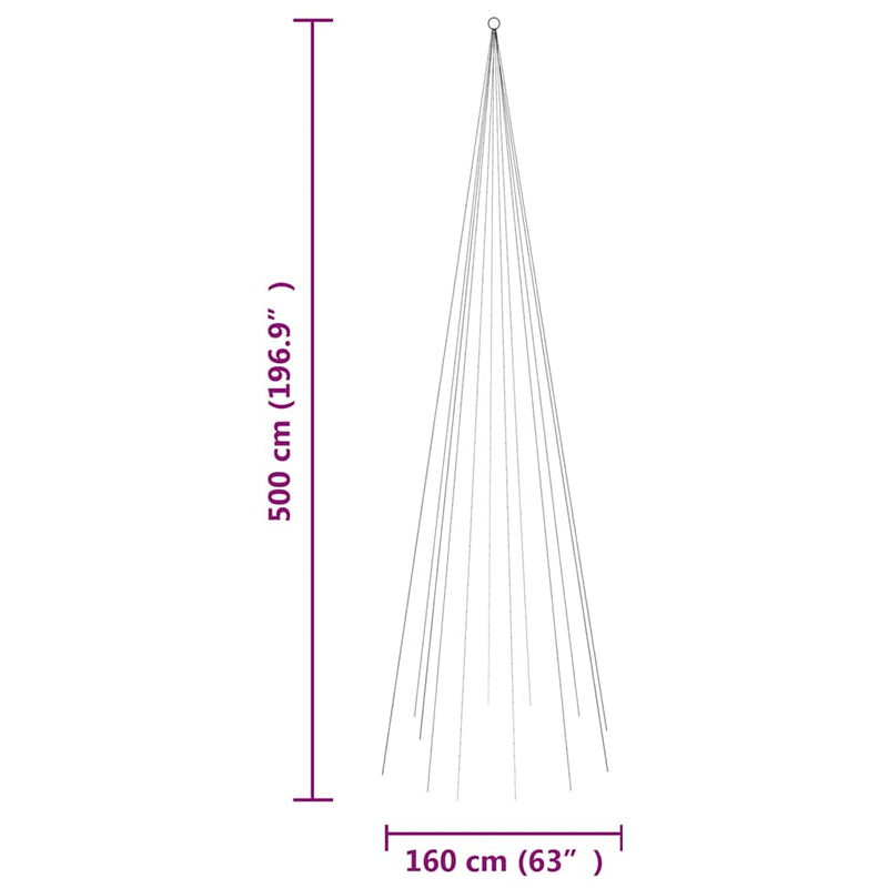 Christmas Tree on Flagpole Warm White 732 LEDs 16 ft