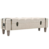 Storage Bench 43.7" Cream Solid Wood Fir&Fabric