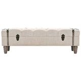 Storage Bench 43.7" Cream Solid Wood Fir&Fabric