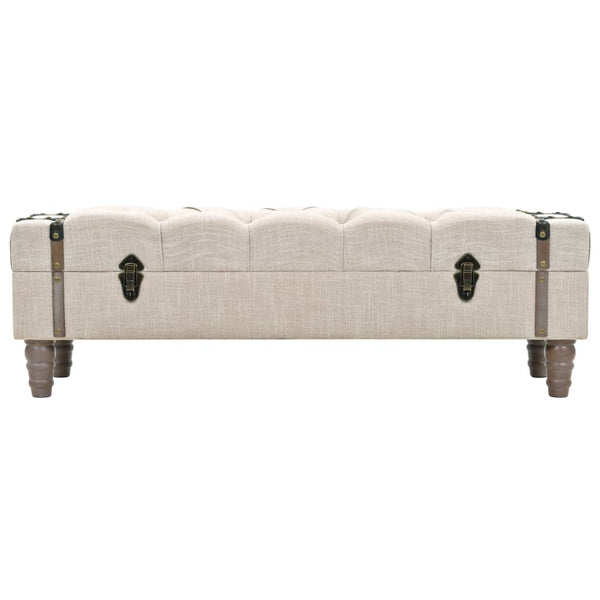 Storage Bench 43.7" Cream Solid Wood Fir&Fabric