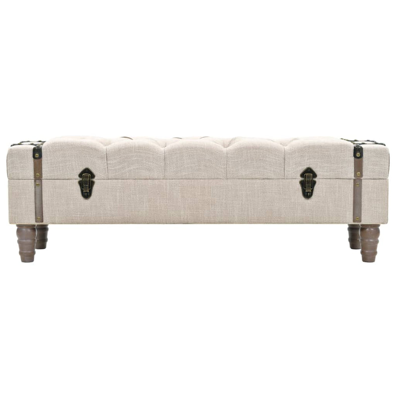 Storage Bench 43.7" Cream Solid Wood Fir&Fabric