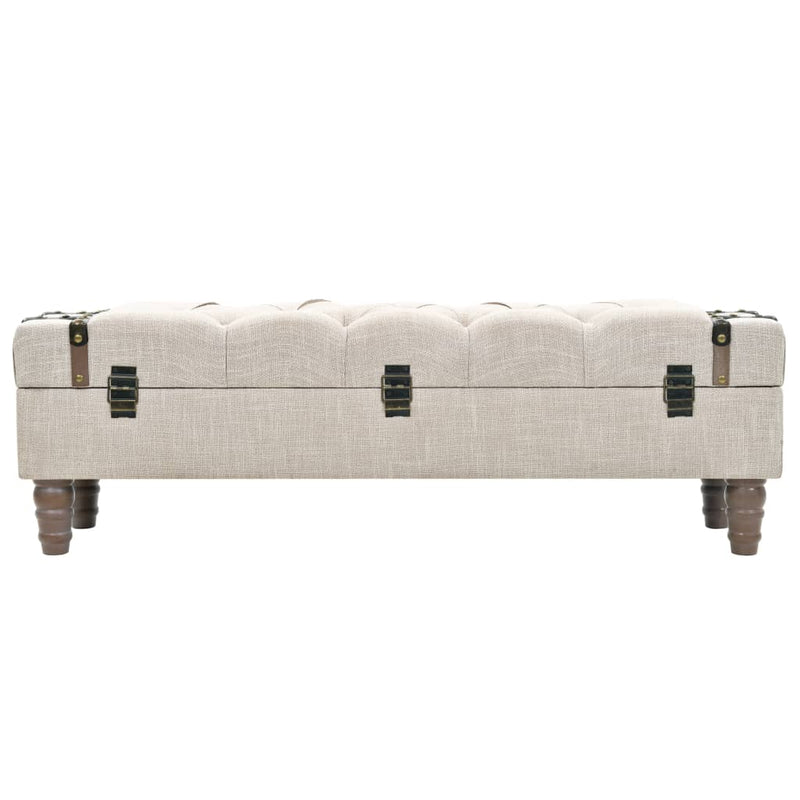 Storage Bench 43.7" Cream Solid Wood Fir&Fabric