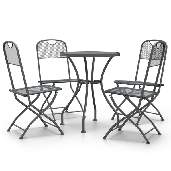 5 Piece Patio Dining Set Expanded Metal Mesh Anthracite