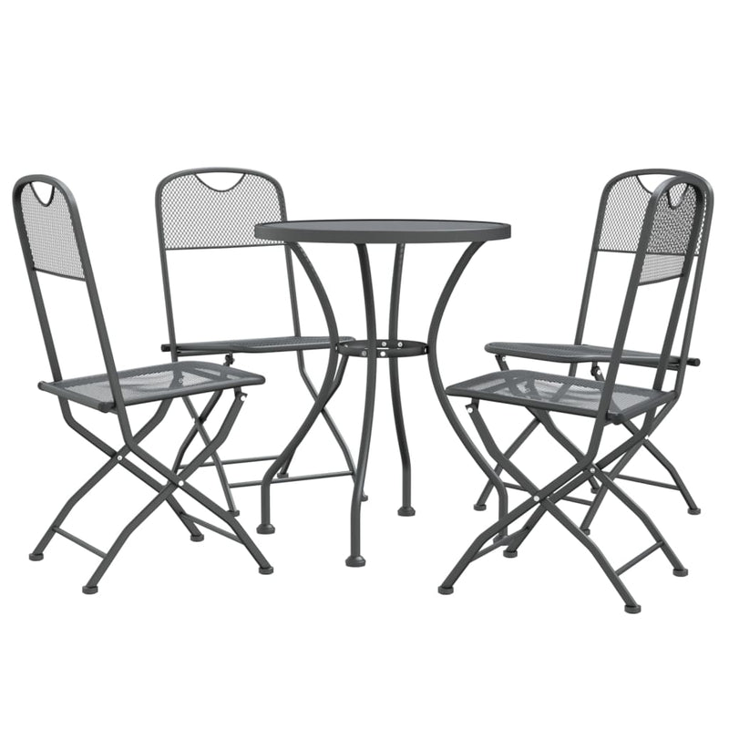 5 Piece Patio Dining Set Expanded Metal Mesh Anthracite