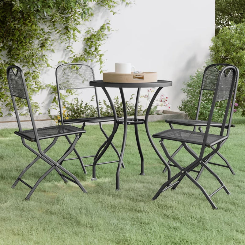 5 Piece Patio Dining Set Expanded Metal Mesh Anthracite