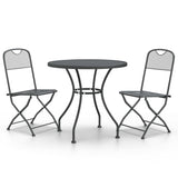 3 Piece Patio Dining Set Expanded Metal Mesh Anthracite