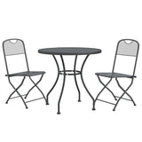 3 Piece Patio Dining Set Expanded Metal Mesh Anthracite