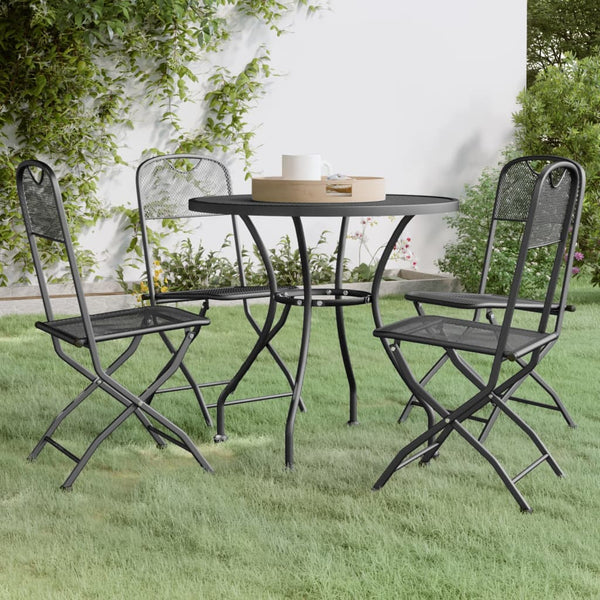 5 Piece Patio Dining Set Expanded Metal Mesh Anthracite