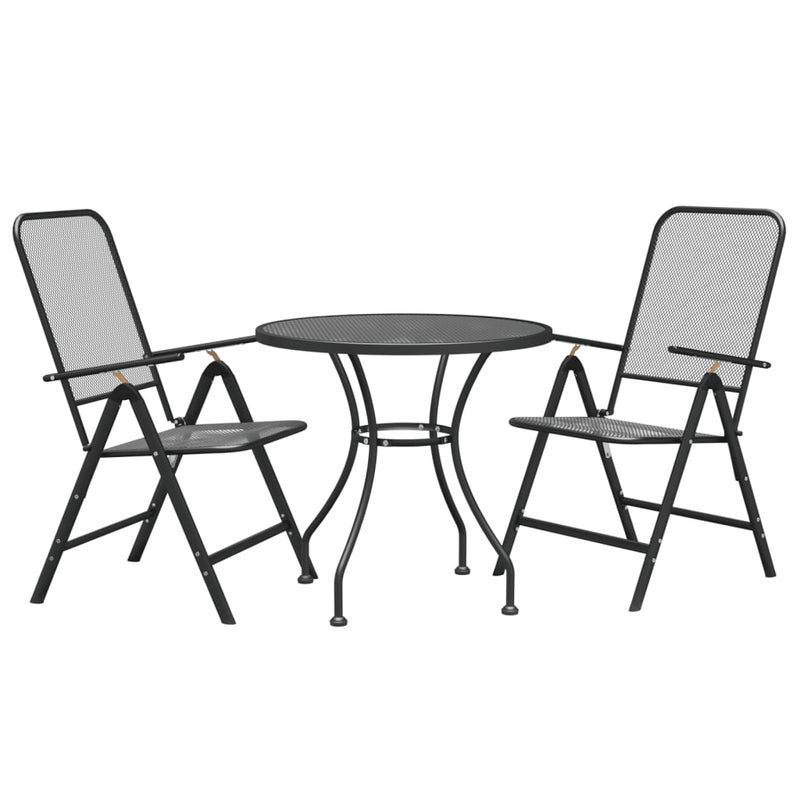 3 Piece Patio Dining Set Expanded Metal Mesh Anthracite