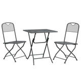 3 Piece Patio Dining Set Expanded Metal Mesh Anthracite