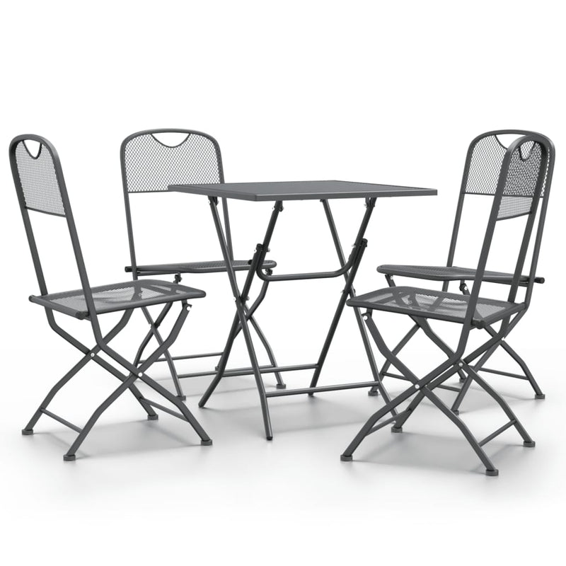 5 Piece Patio Dining Set Expanded Metal Mesh Anthracite