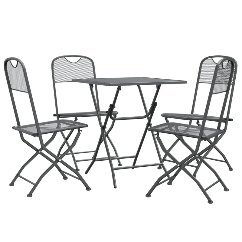 5 Piece Patio Dining Set Expanded Metal Mesh Anthracite