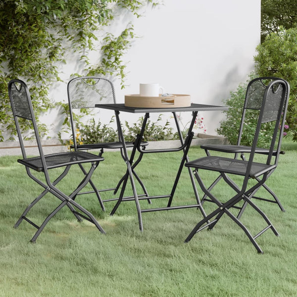 5 Piece Patio Dining Set Expanded Metal Mesh Anthracite