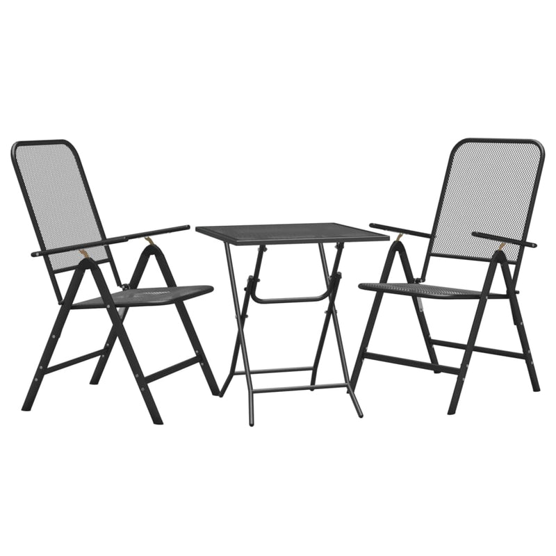 3 Piece Patio Dining Set Expanded Metal Mesh Anthracite