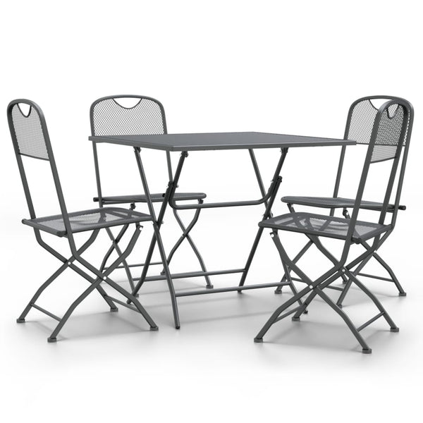 5 Piece Patio Dining Set Expanded Metal Mesh Anthracite