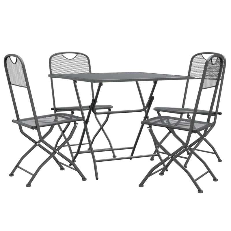 5 Piece Patio Dining Set Expanded Metal Mesh Anthracite